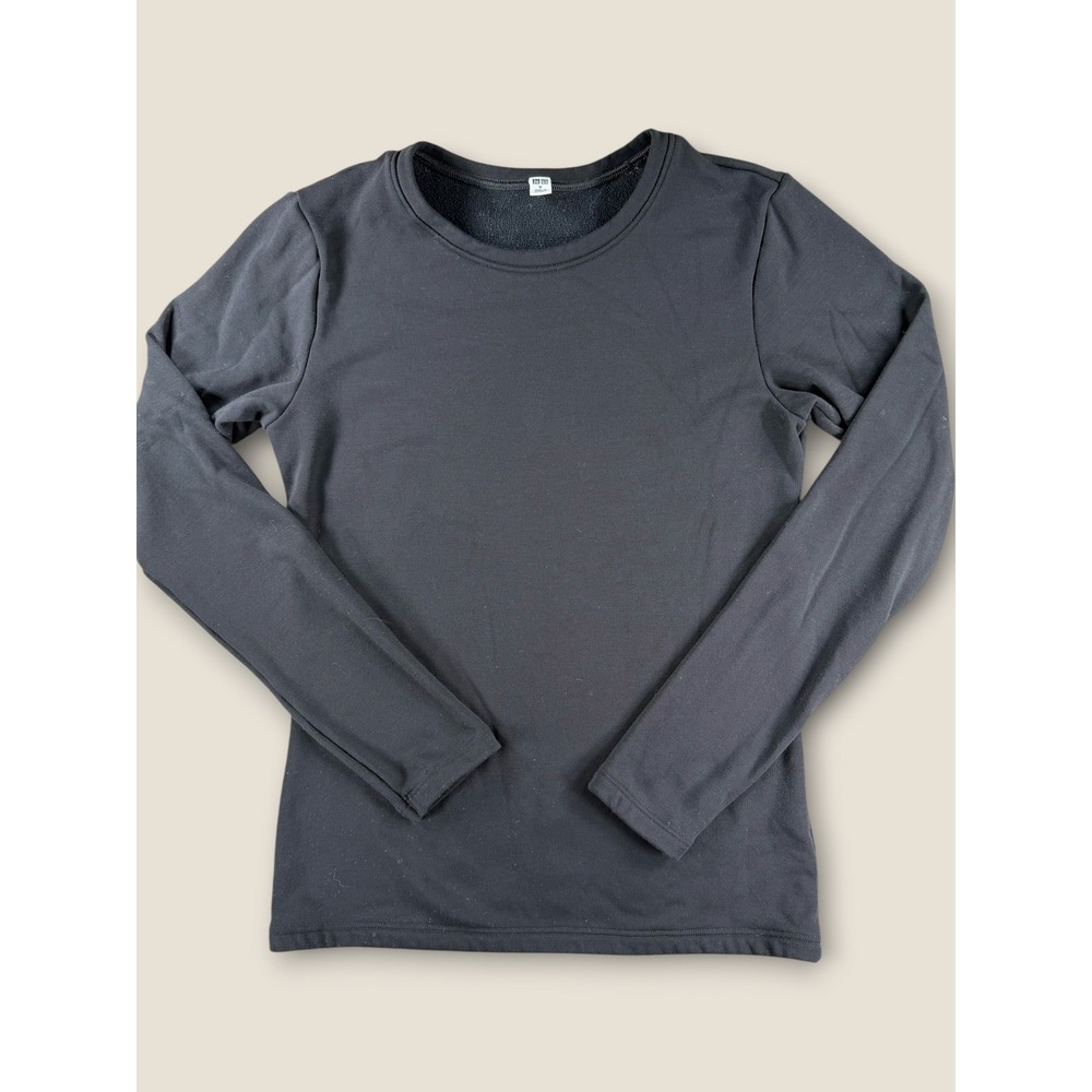 Uniqlo Heattech Ultra Warm Crew Neck Long Sleeve Thermal Top Black Medium